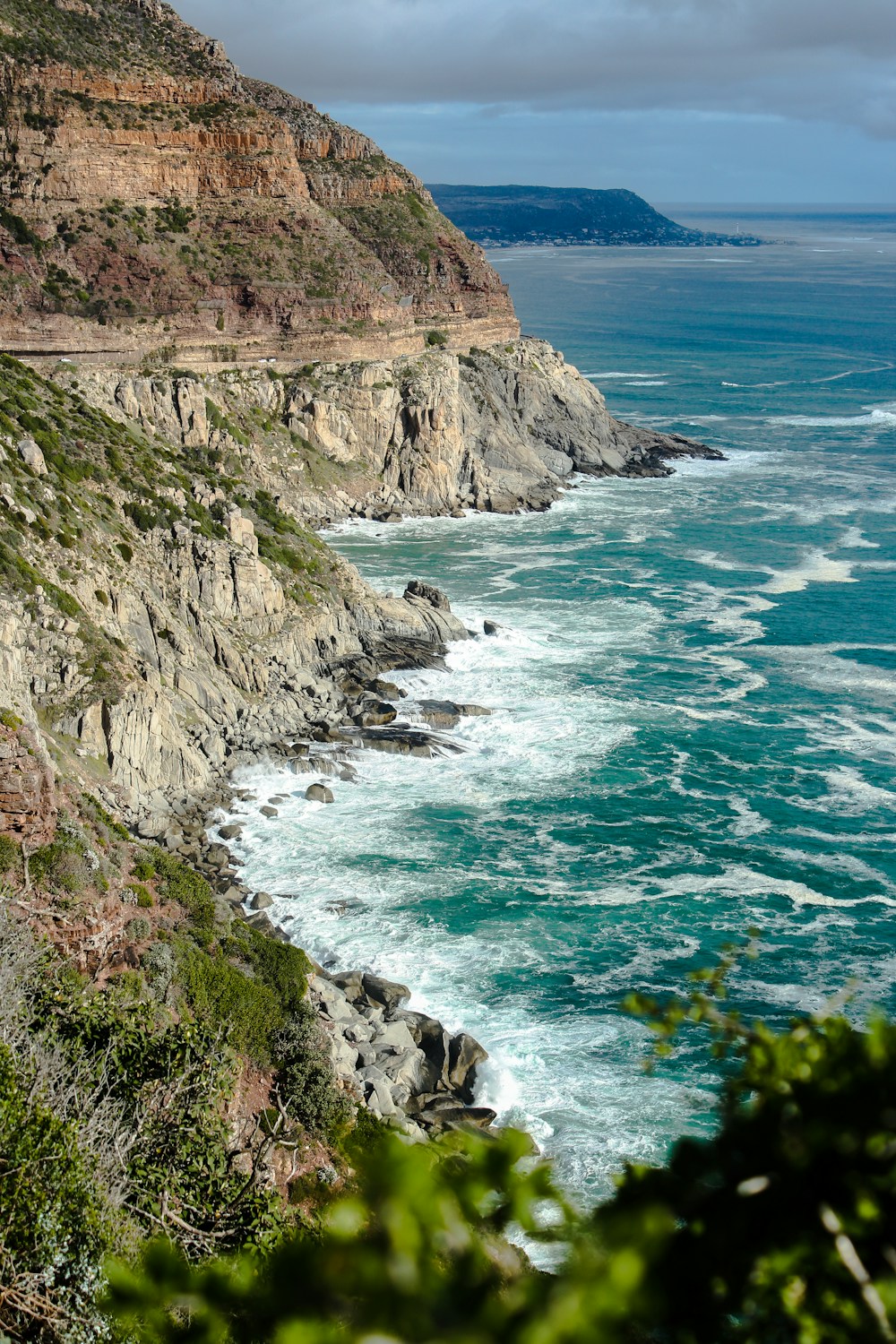 Ocean waves along the scenic Cape Town coastline